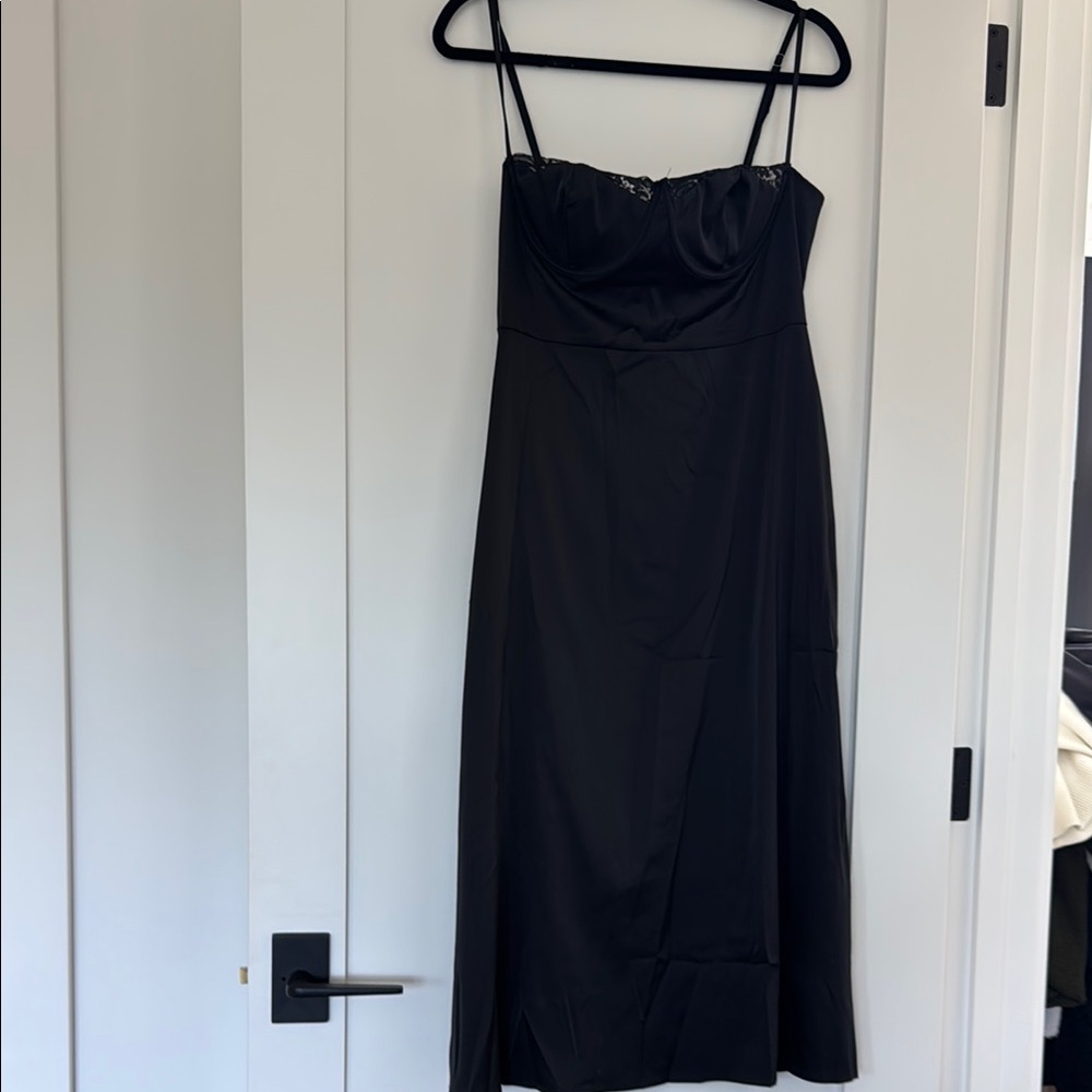 Cider Black Spaghetti Strap Slip Dress